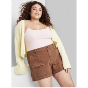 Wild Fable Mid Rise Utility Denim Shorts Brown Women’s L